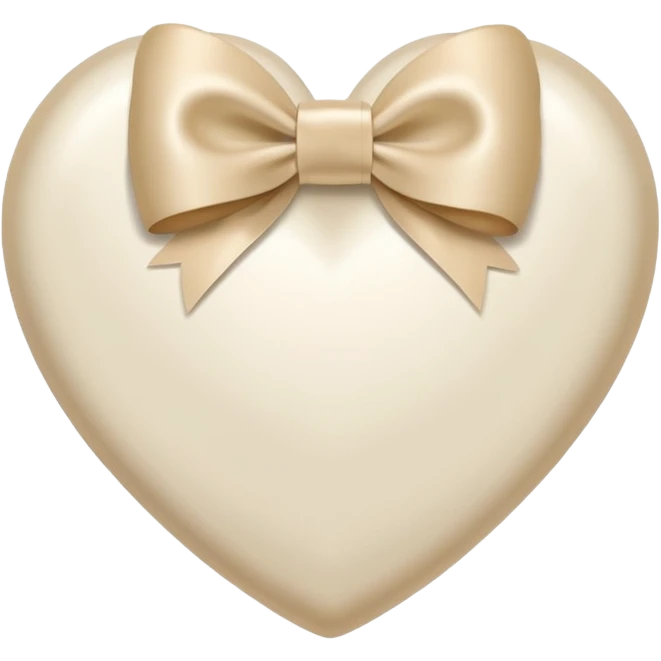 white heart with beige bow emoji