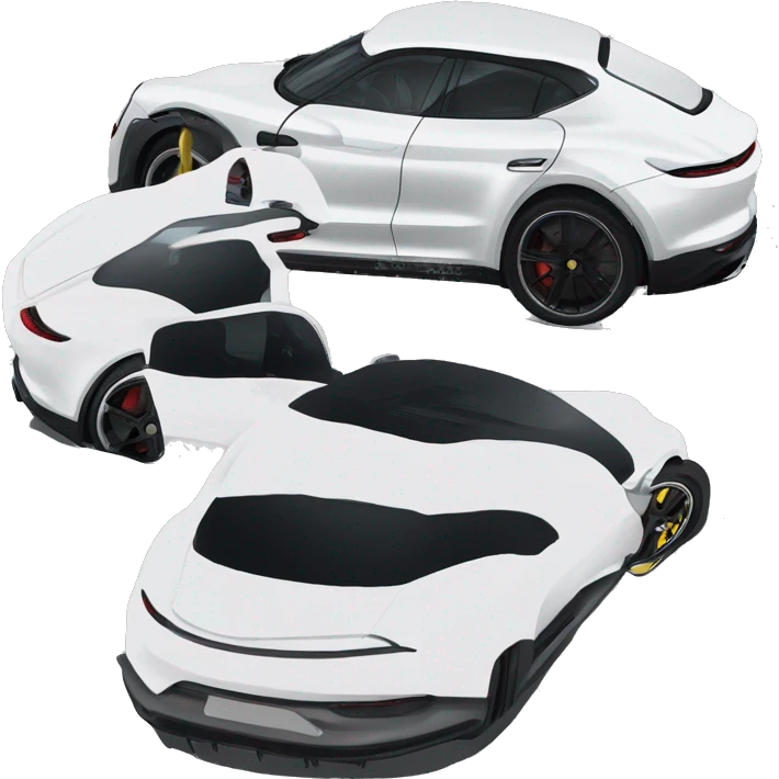 White porshe taycan from the back and side view emoji