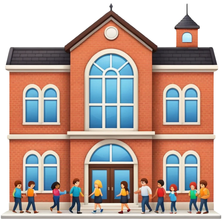 Community center building with people emoji