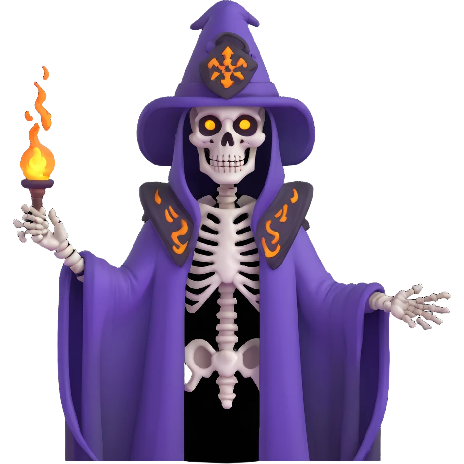 undead skeleton lich wizard with glowing eyes emoji
