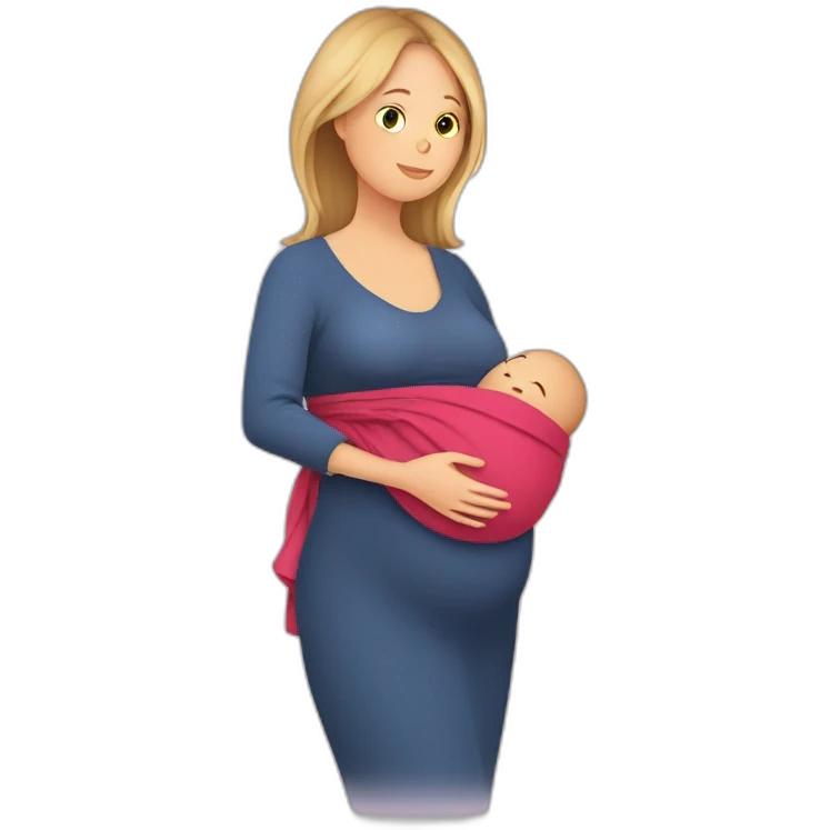 European pregnancy Babywearing mom with baby and wrap emoji