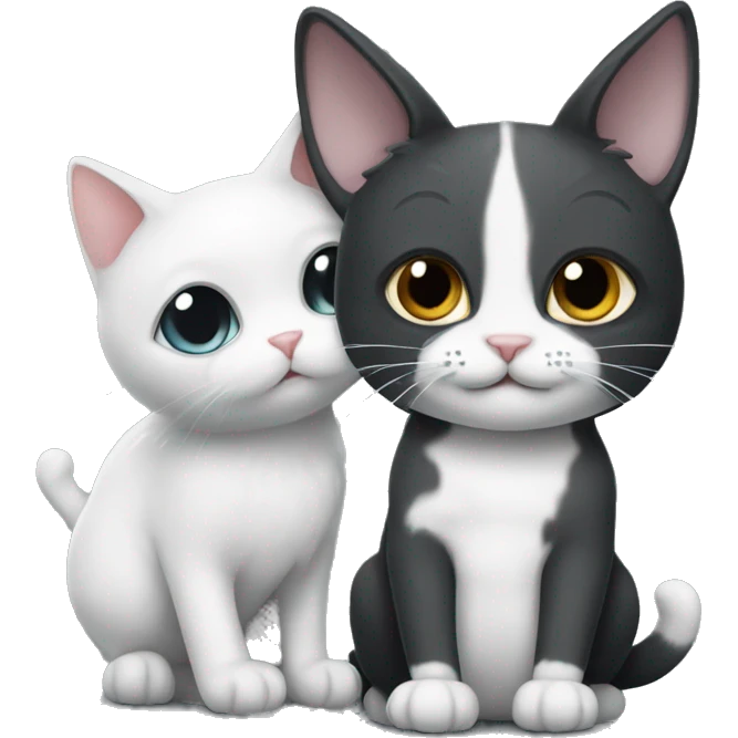 black and white cat with dark grey bunny emoji