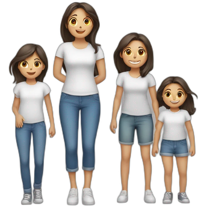 Familia de 6 personas 3 hijas y un hijo emoji