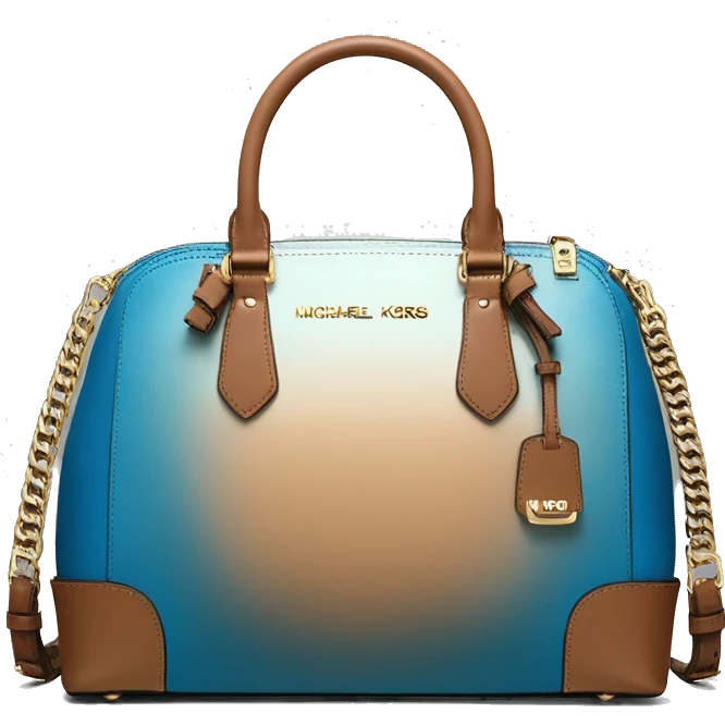 Realistic peacock blue color to tan  ombre michael kors satchel purse. emoji