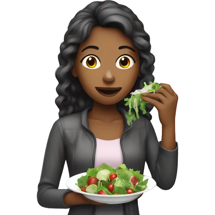 Girl eating salad emoji