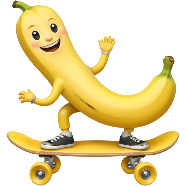 Happy banana on a skateboard emoji