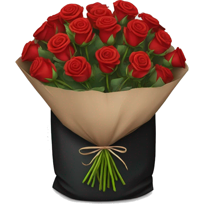 Bouquet of red roses in a black package emoji