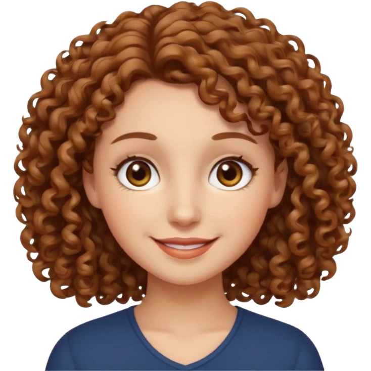 Branca cabelos cacheados castanhos claros olhos castanhos claros simpática e meiga emoji