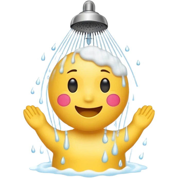 yellow emoji character taking a shower emoji