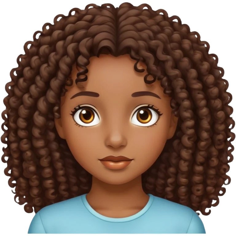 black girl with curly brown hair and brown eyes emoji