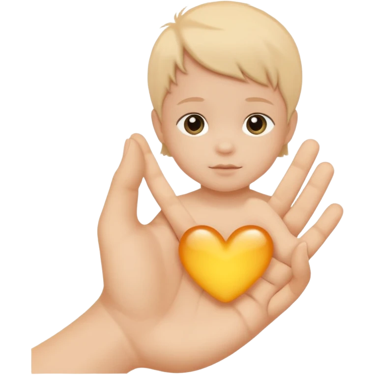 small child silhouette inside a protective hand emoji
