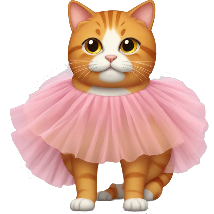 Fat orange tabby cat wearing a tutu emoji