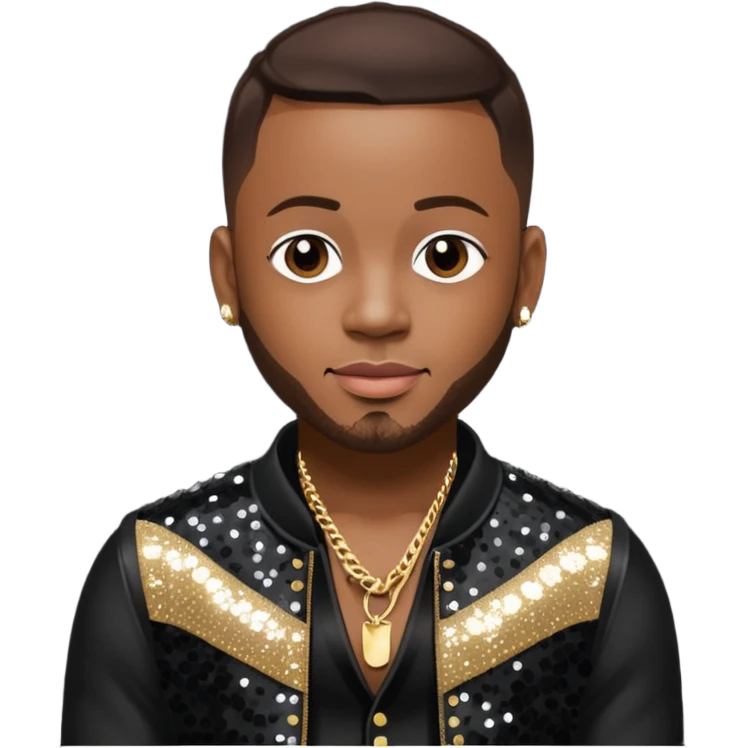 Pleasure P, R&B Singer from Pretty Ricky with dark brown hair, black sequin outfit emoji
