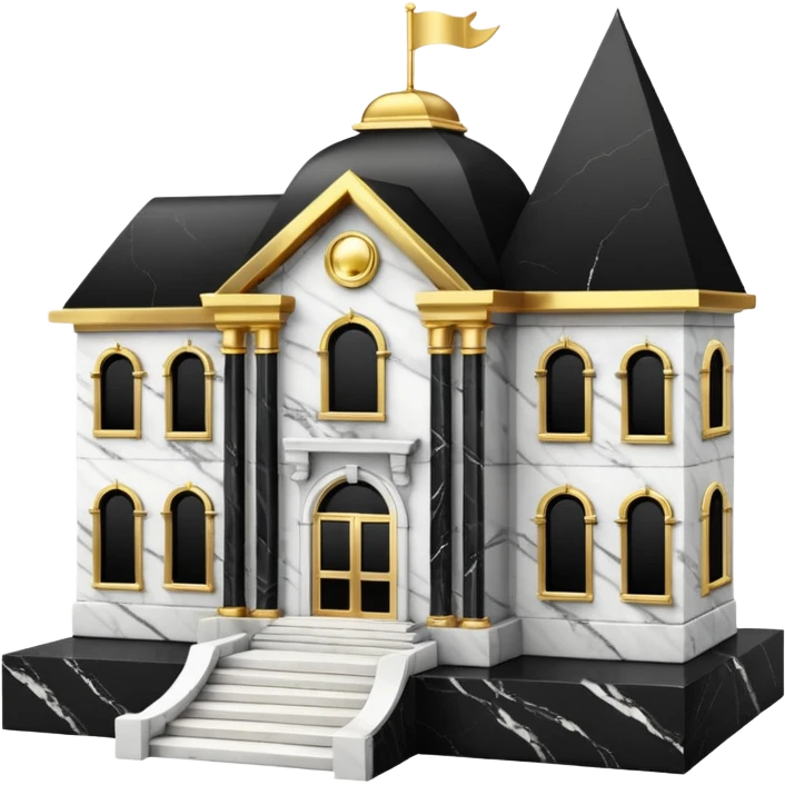 Black and white marble mansion aesthetics with shiny gold accents emoji