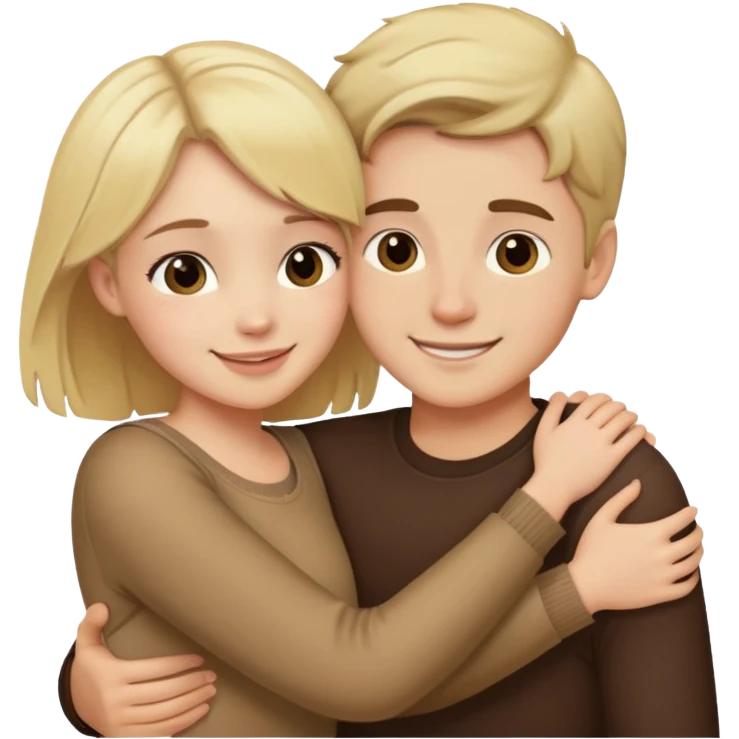Blonde boy and brunette girl love emoji