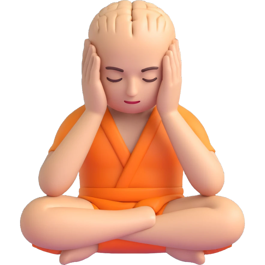 brain thinking, meditative air, 3D emoji style emoji