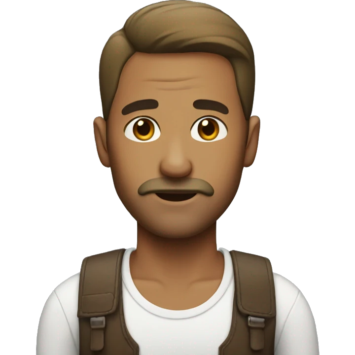 man with mostuche and short side part hair emoji