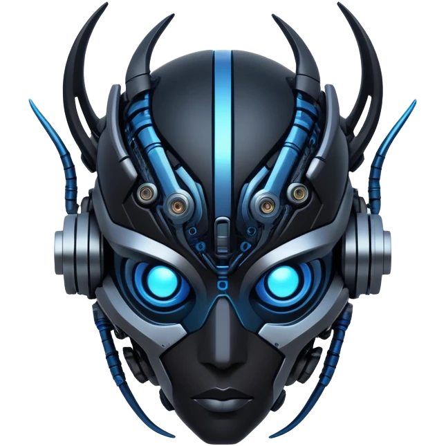 Modern futuristic black dark cyberpunk-fakemon-creature with blue accents emoji
