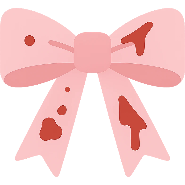 pink ribbon bow with blood stains emoji