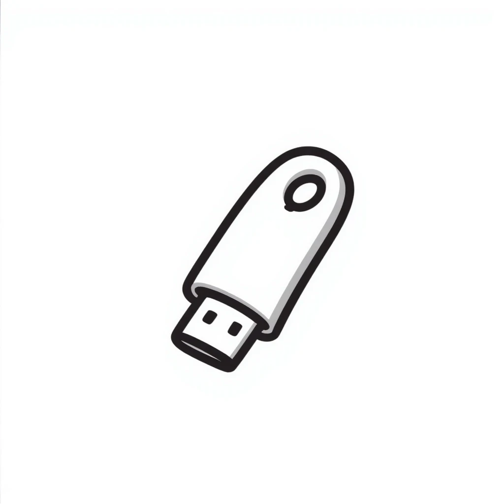 Hand drawn USB flash drive storage device with connector emoji