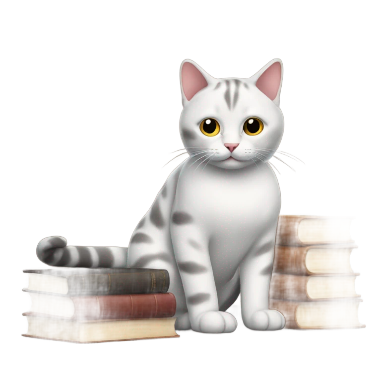 Cat and books emoji