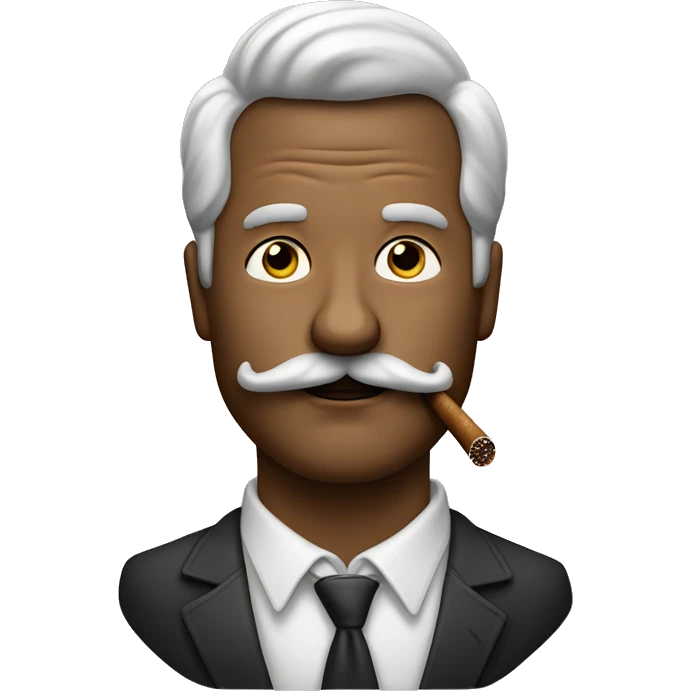 Um homem de bigode com um cigarro fumando emoji
