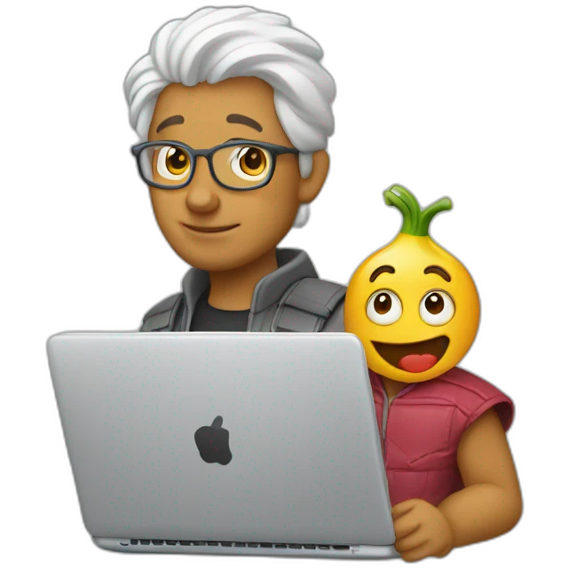 chico usando mcbook emoji