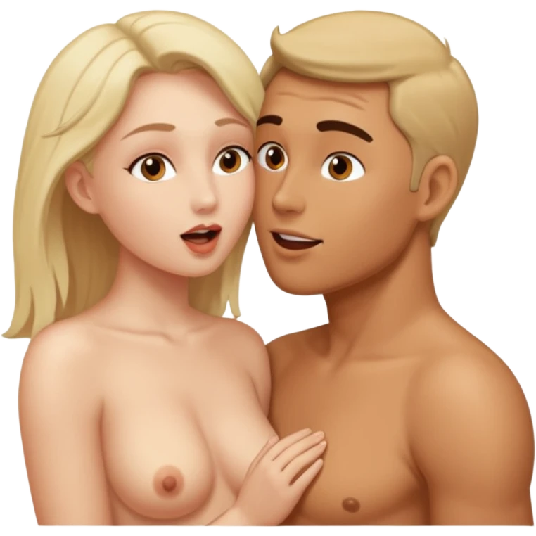 Nude woman performs blowjob to man emoji