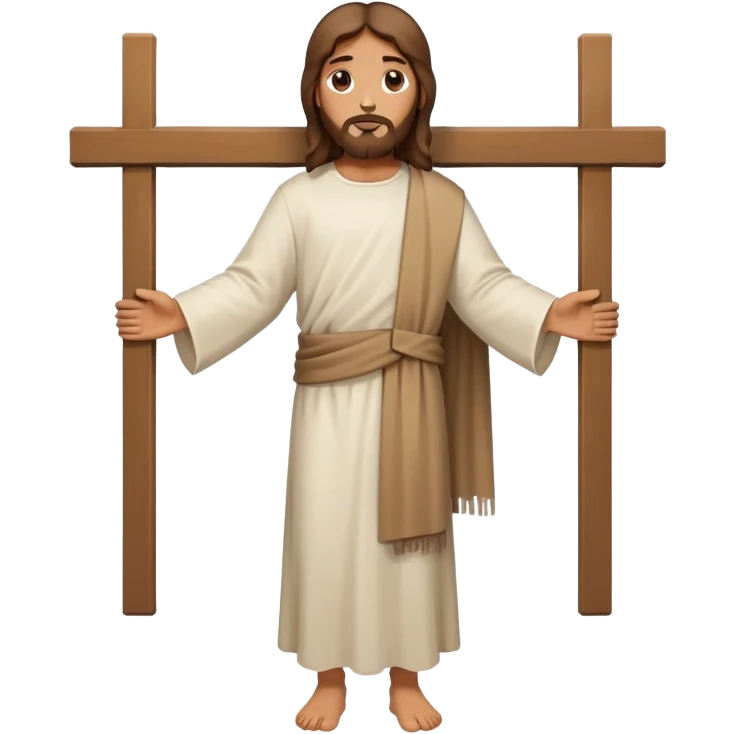 Jesus carrying a fixed symmetrical cross fullbody minimal details emoji