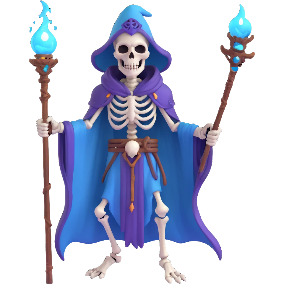 sinister skeletal lich mage with skull staff and dark magical aura emoji