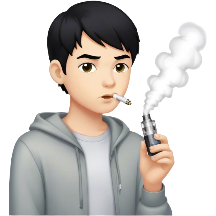 boy with black hair vaping emoji