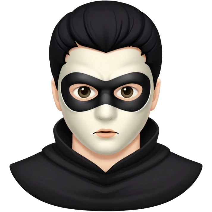 masked man, evil, serial killer, creepy, black hair emoji