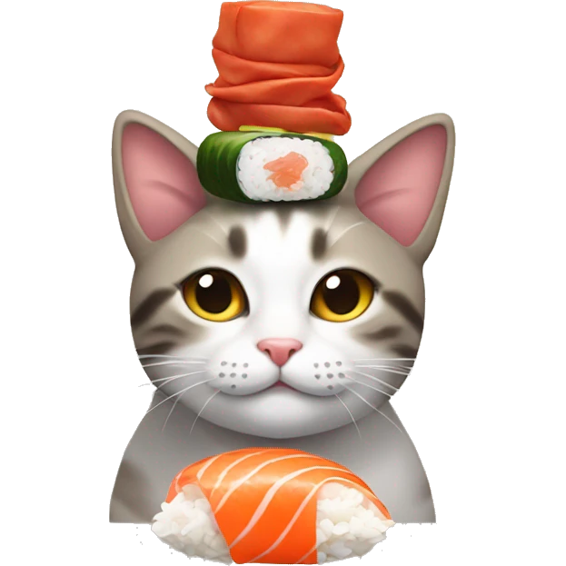 cat wearing sushi as a hat emoji