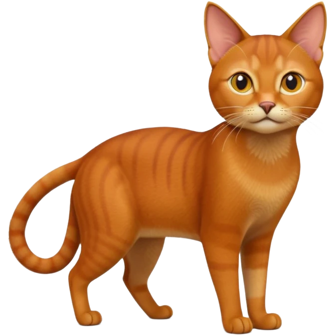 A 3D cartoon Abyssinian cat with orange-ginger coat, detailed fur texture, energetic pose, bright studio lighting, Memoji-style. emoji