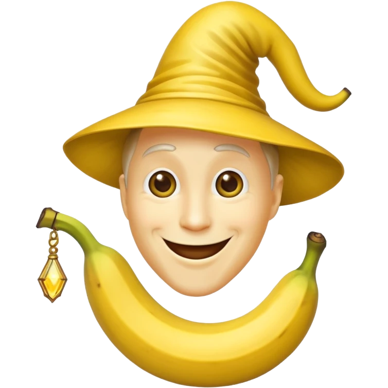 generate an image of a banana wizard (closed mouth) emoji