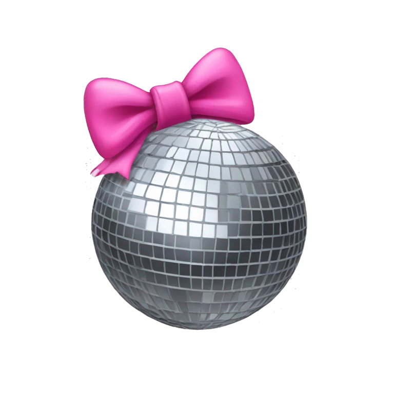 Disco ball with pink bow emoji