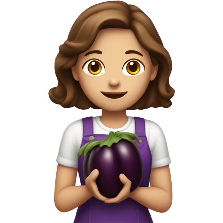 brown hair white girl holding eggplant emoji