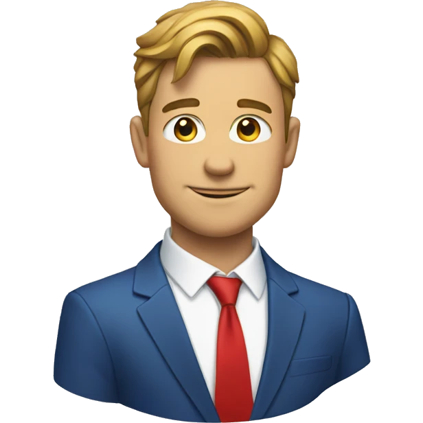 man in blue suit, white shirt and red tie emoji