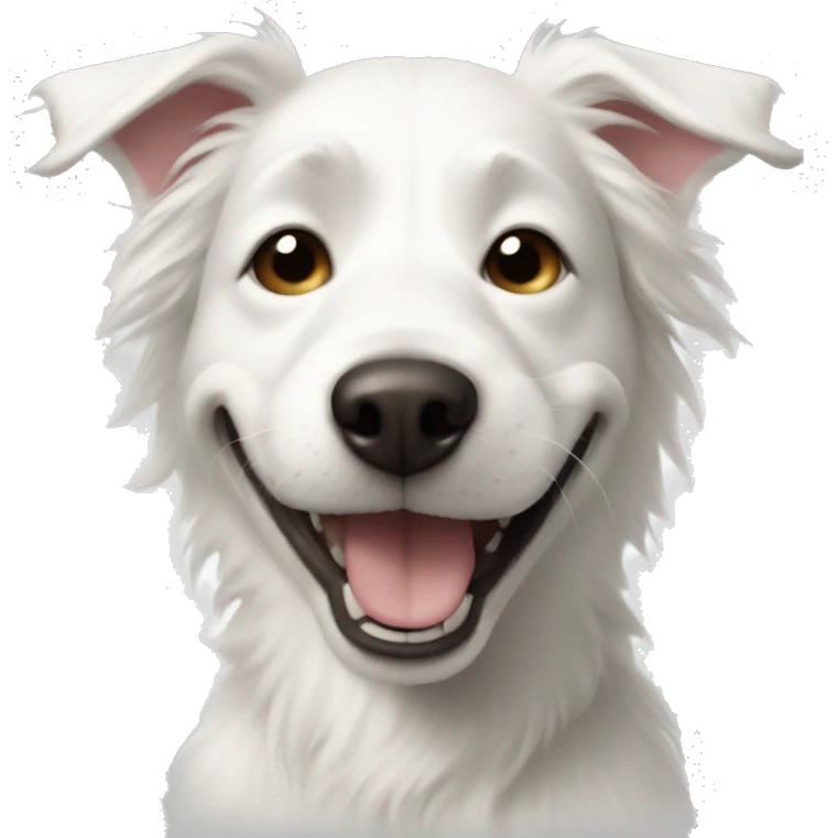 skinny smiling meme white dog  emoji