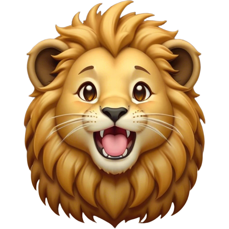 Cinematic Cute Yawning Lion Cub Portrait Emoji, Head tilted slightly with a dramatic, wide-open yawn, showcasing a soft, downy tawny Fur with a majestic mane, floppy ears slightly drooping, round amber eyes barely open in drowsy contentment, Simplified yet irresistibly adorable features, highly detailed, glowing with a soft, cozy glow, high shine, relaxed yet expressive, stylized with a touch of savannah whimsy, bright and endearing, soft glowing outline, capturing the essence of a sleepy yet affectionate Lion Cub, so drowsy it feels like it could stretch out of the screen and curl up for a nap! emoji