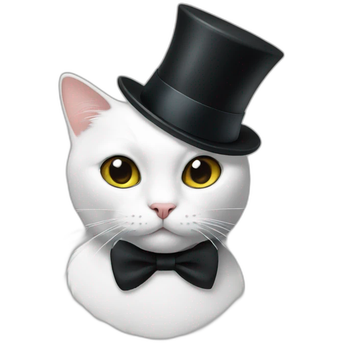White and black cat with a top hat emoji