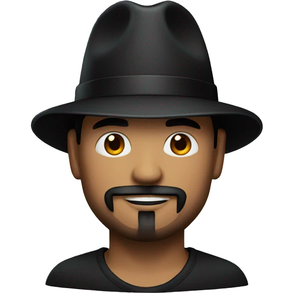 Man with bright red skin, black fedora and black goatee emoji