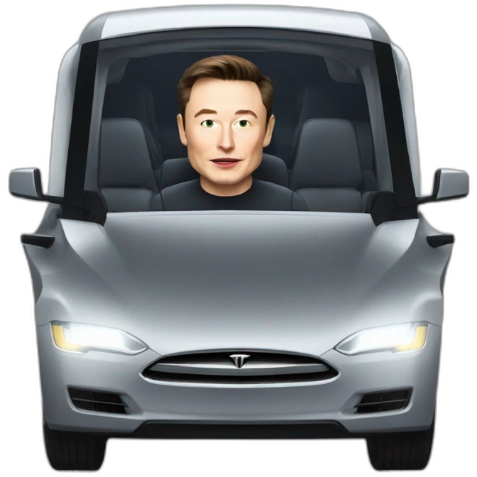 Elon musk riding in a Tesla cyber truck  emoji
