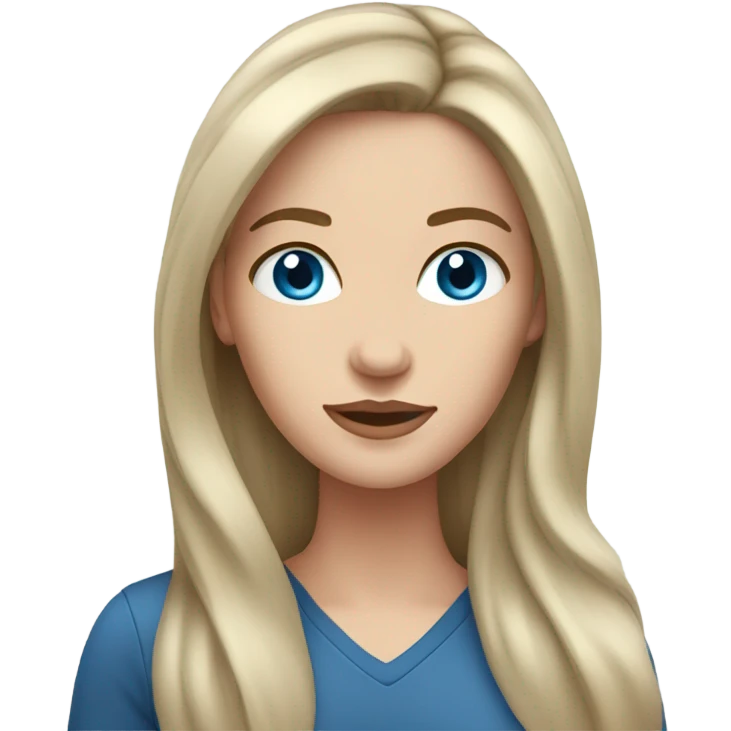 White woman. Long brunette hair. Blue eyes emoji