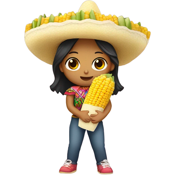 Mexican Girl holding elote emoji