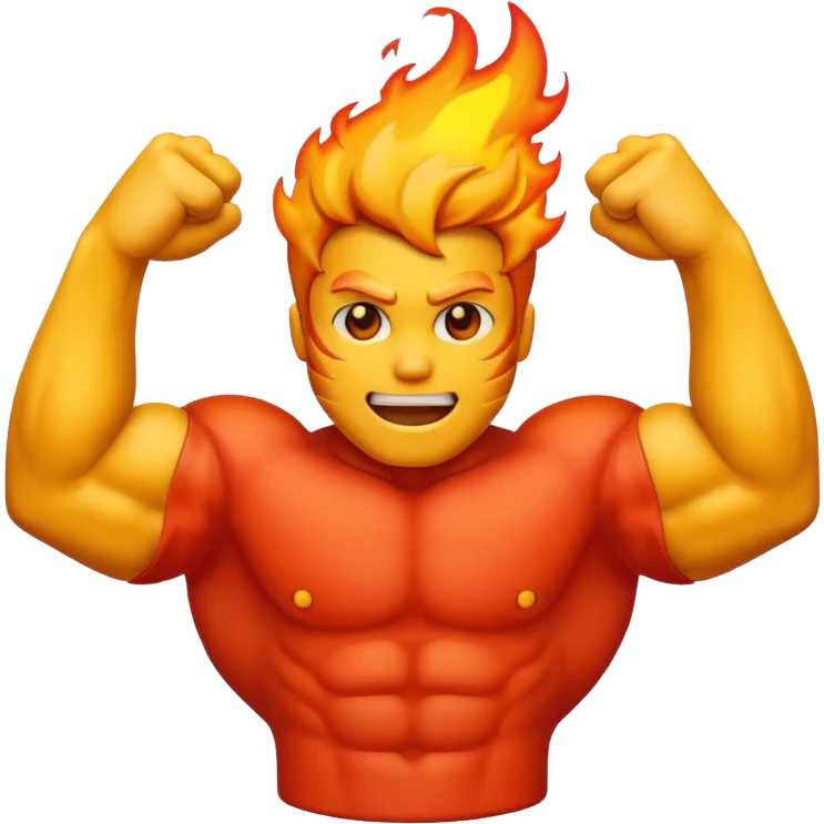 fire emoji add flex bicep behind it emoji