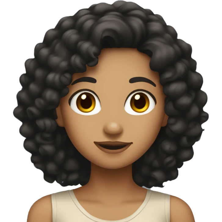 A tan girl with the black curly hair  emoji