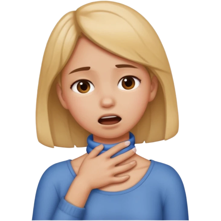 Girl holding her neck, choking herself emoji