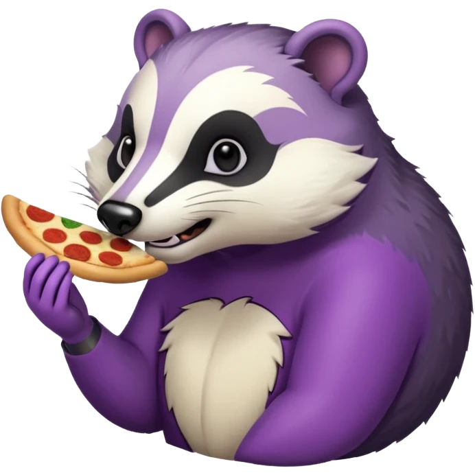 badger eating pizza purple and white emoji