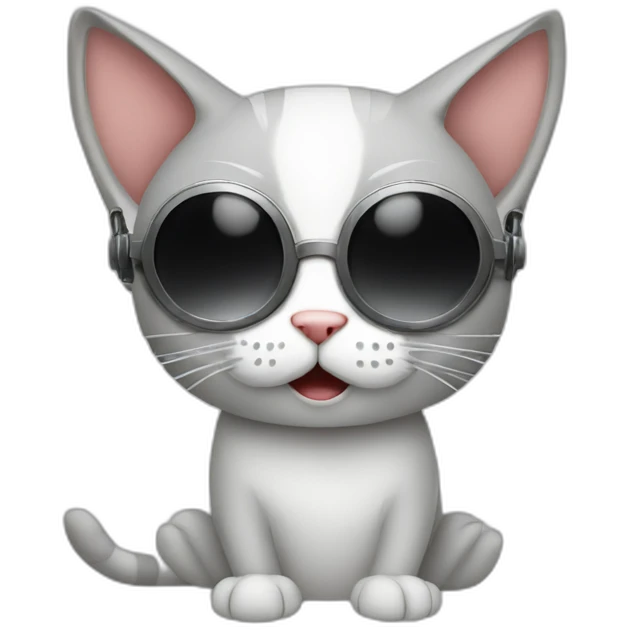 Cat listening to metal music emoji